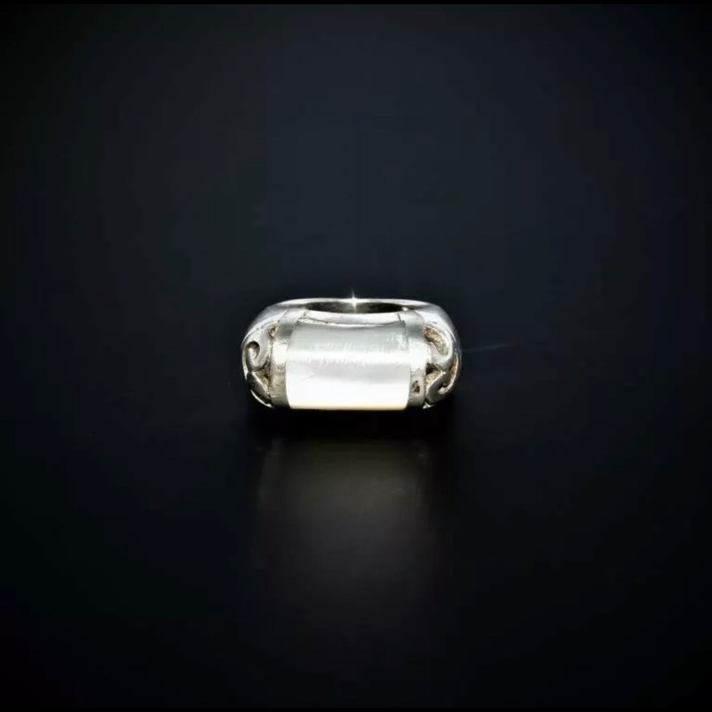Scrollwork Mother of Pearl Silver Ring